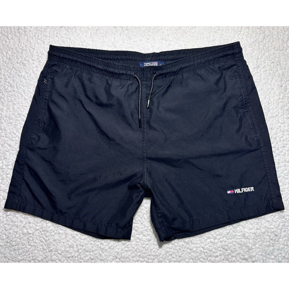 Tommy Hilfiger Men's Swim Trunks Size M Black Board Shorts Polyester Turkey EUC